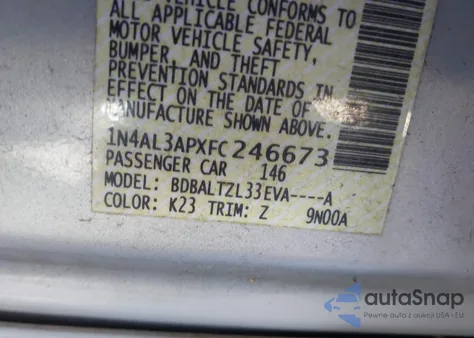 2015 Nissan Altima 2.5 Sl из США, поврежденный, VIN 1N4AL3APXFC246673